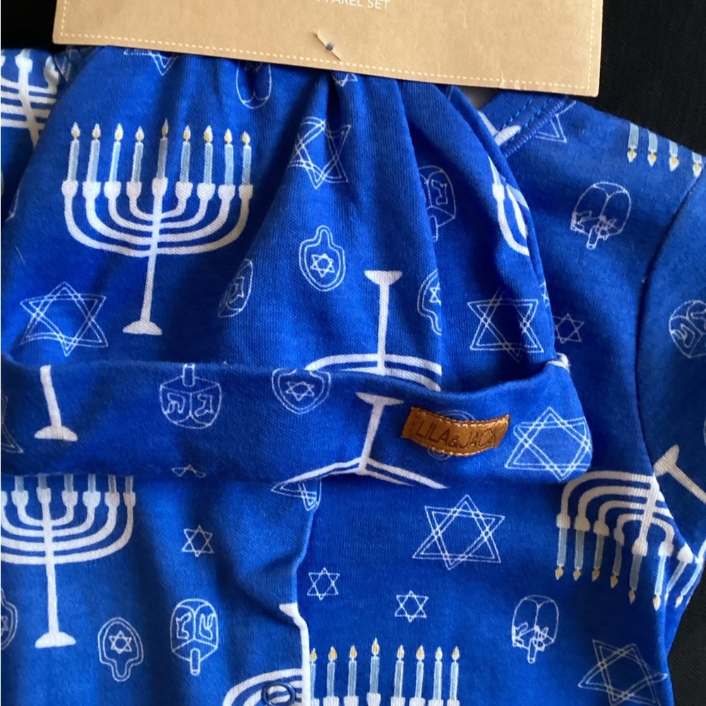 Blue Hanukkah Kids Footie Pajamas - Picture 11 of 15
